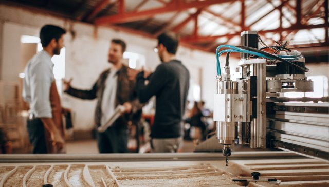 man discussing a plan the design for the furniture
